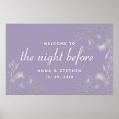 Poster Dîner de répétition florale violet Bienvenue (Devant)