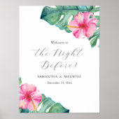 Poster Dîner de répétition mariage Signes Hibiscus Fleurs (Devant)