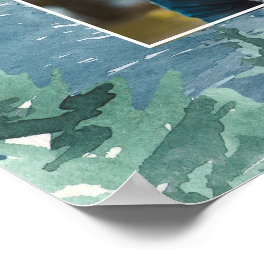 Poster Dîner de répétition Rustique Dusky Blue Mountains (Coin)