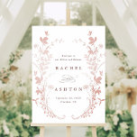 Poster Dîner de répétition Silhouette Fleur sauvage rose<br><div class="desc">Cette élégante feuille d'or faux rose signe mariage de la répétition de dîner présente une silhouette fleur sauvage comme une couronne. Pour une personnalisation plus avancée de cette conception,  cliquez sur le BOUTON OUTIL DESIGN BLEU ci-dessus ! Des articles correspondants sont également disponibles.</div>
