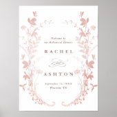 Poster Dîner de répétition Silhouette Fleur sauvage rose  (Devant)