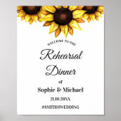 Poster Dîner de répétition Tournesol Mariage Blanc Jaune (Devant)
