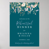 Poster Dîner de répétition verte fleur sauvage Bienvenue (Devant)