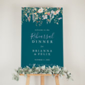 Poster Dîner de répétition verte fleur sauvage Bienvenue