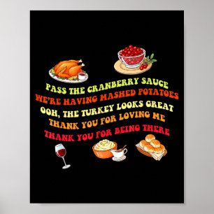 Poster Dîner de Thanksgiving drôle P La Sauce de Cranberr