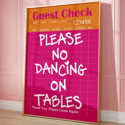 Poster Diner Guest Check Funny Kitchen Decor Wall Art 