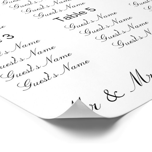 Poster Dîner Mariage de Coeurs roses Plan de siège (Coin)