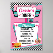 poster Diner Menu 1950 (Voorkant)