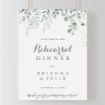 Poster Dîner minimaliste de répétition Eucalyptus<br><div class="desc">Cette affiche minimaliste de la répétition d'eucalyptus est parfaite pour une répétition mariage rustique. Le design comprend des feuilles d'eucalyptus verts et élégants à l'aquarelle.</div>