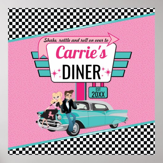 Poster Diner Retro 1950 fêtes d'anniversaire Sock Hop Des (Devant)