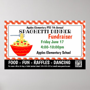 Poster Dîner Spaghetti Collecte de fonds PTO PTA Bannière