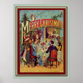 Poster Dîner vintage Retro Joyeux Noël