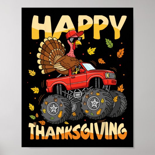 Poster Dînette D'automobile De Dinosaure De Thanksgiving (Devant)