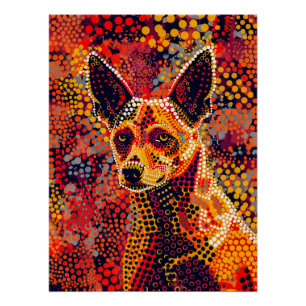 Poster Dingo en style Art numérique aborigène