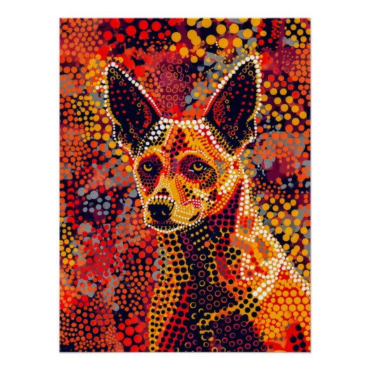 Poster Dingo en style Art numérique aborigène (Devant)