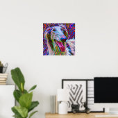 Poster Dingue Happy Borzoi Portrait d'Art Chien (Bureau à domicile)