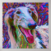 Poster Dingue Happy Borzoi Portrait d'Art Chien (Devant)