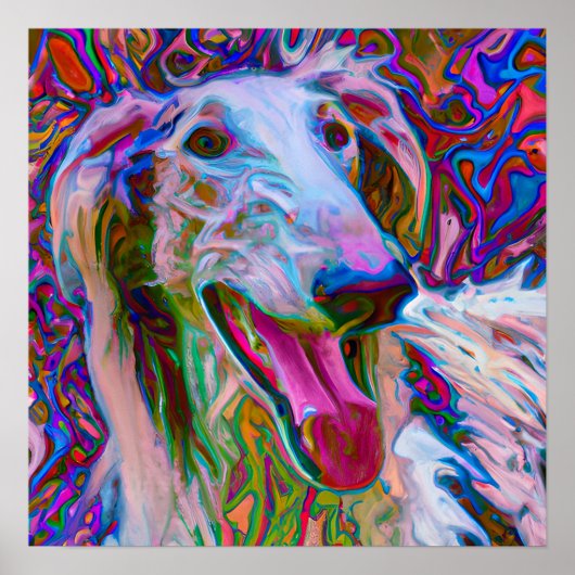 Poster Dingue Happy Borzoi Portrait d'Art Chien (Devant)