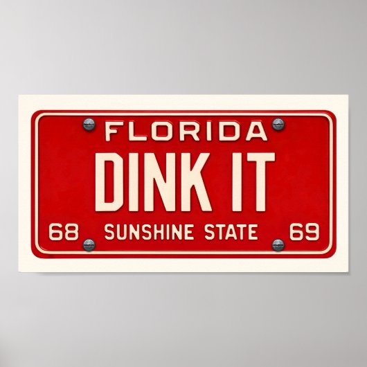 Poster Dink It Pickleball Fan Art Retro FL License Plate (Devant)