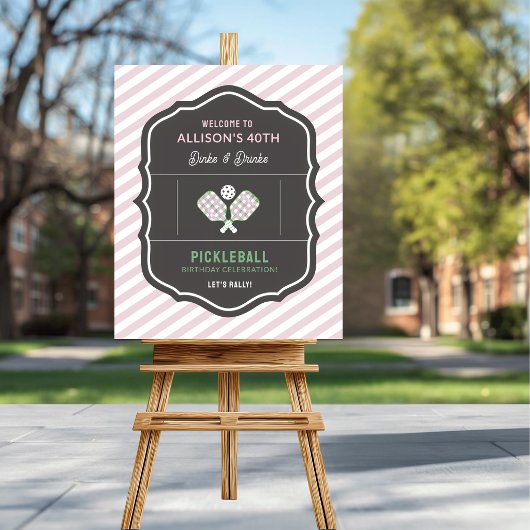 Poster Dinks and Drinks Pink & Green Pickleball Welcome