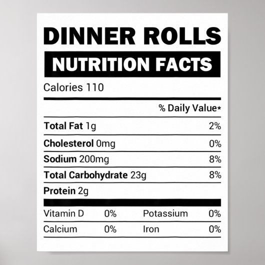 Poster Dinner Rolls Nutrition Facts Family Matching Chris (Devant)