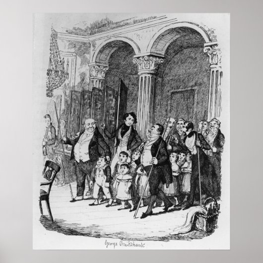 Poster Dinners, illustration de 'Sketches by Boz' (Devant)