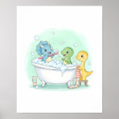 Poster Dino Bath Squad Kids Bathroom Wall Art (Devant)