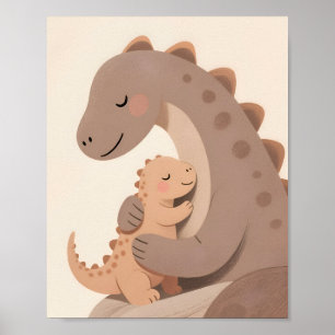 Poster Dino bébé et mère Boho Dino Series