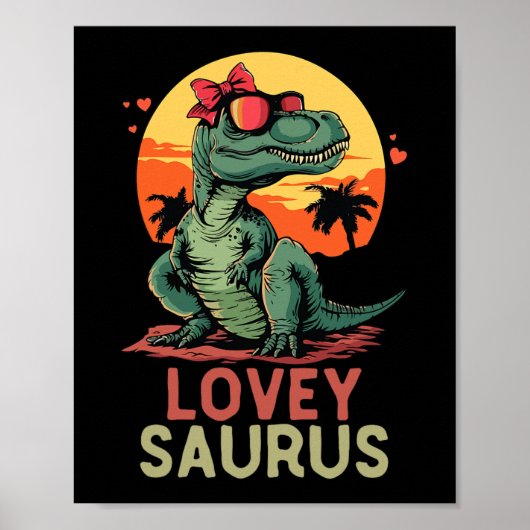 Poster Dino Dinosaur Lovey-saurus T-rex Funny Trex (Devant)