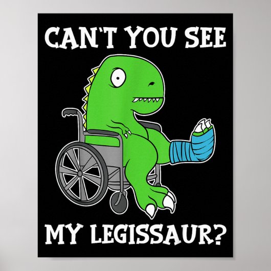 Poster Dino Funny Get Well Broken Leg Gift Dinosaur With (Devant)
