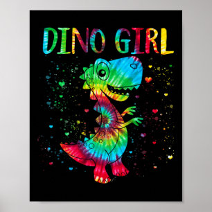 Poster Dino Girl Dinosaur Lover Tie Dye Cute T-rex Hallow
