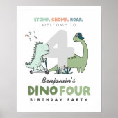 Poster Dino Quatre Anniversaire Symbole de bienvenue (Devant)