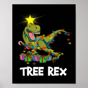 Poster Dino Rex drôle de Noël Arbre Hommes Femmes Enfants