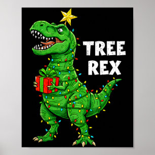 Poster Dino Rex drôle de sapin de Noël dinosaure Santa xm