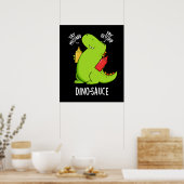 Poster Dino-Sauce Dinosaure Dinosaure Pun Dark BG (Cuisine)