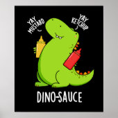 Poster Dino-Sauce Dinosaure Dinosaure Pun Dark BG (Devant)
