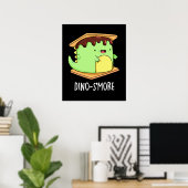 Poster Dino-smore Dinosaure Dinosaure Smore Pun Dark BG (Bureau à domicile)