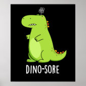 Poster Dino-sore Funny Irritated Dinosaur Pun Dark BG (Devant)