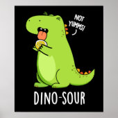 Poster Dino-sour Dinosaure Pun Dark BG (Devant)