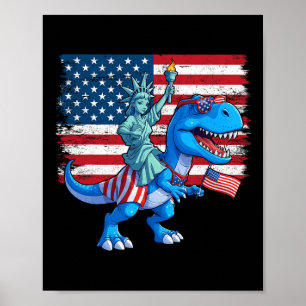 Poster Dino Statue De La Liberté 4 juillet Trex American