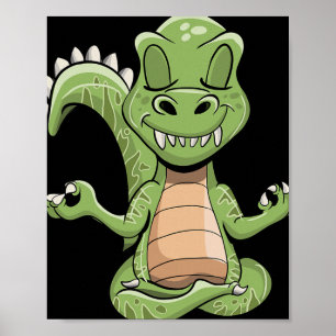 Poster Dino Yoga Dinosaure Dragon Méditation T-rex Yogasa