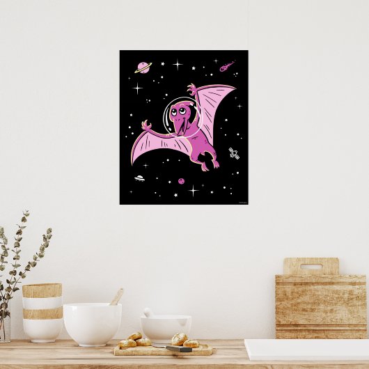 Poster Dinos De Ptérodactyle Violet Dans L'Espace (Cuisine)