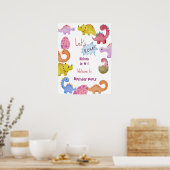 Poster Dinos saluons l'anniversaire de enfant (Cuisine)