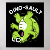 Poster Dinosault Funny Dinosaur Pun Dark BG (Devant)