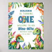 Poster Dinosaur 1er anniversaire Boy Tropical Welcome Par (Devant)