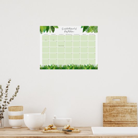 Poster Dinosaur Baby shower Devis Date d'échéance (Cuisine)