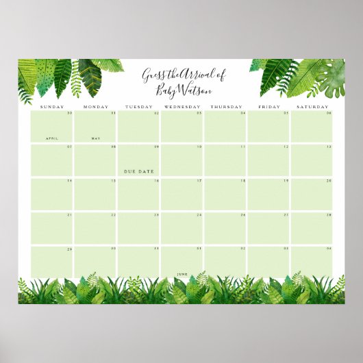 Poster Dinosaur Baby shower Devis Date d'échéance (Devant)