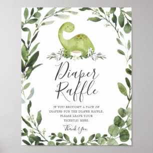 Poster Dinosaur Baby Shower Diaper Raffle Sign
