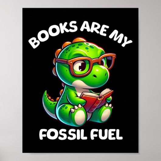 Poster Dinosaur Back To School Reading Books Funny Quote  (Devant)