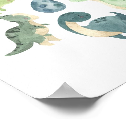 Poster Dinosaur Bébé Mignon Aquarelle (Coin)